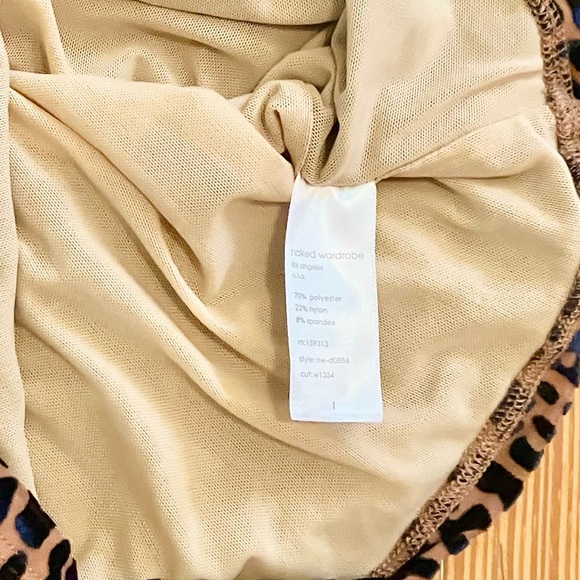 NWT Naked Wardrobe Leopard Long Sleeve Cutout Mini Dress Size Large - Picture 8 of 9